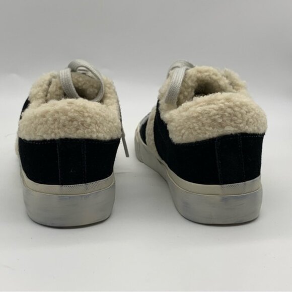 MARC FISHER LTD Mello Faux Fur-Trim Sneakers in Black Suede - Picture 9 of 13